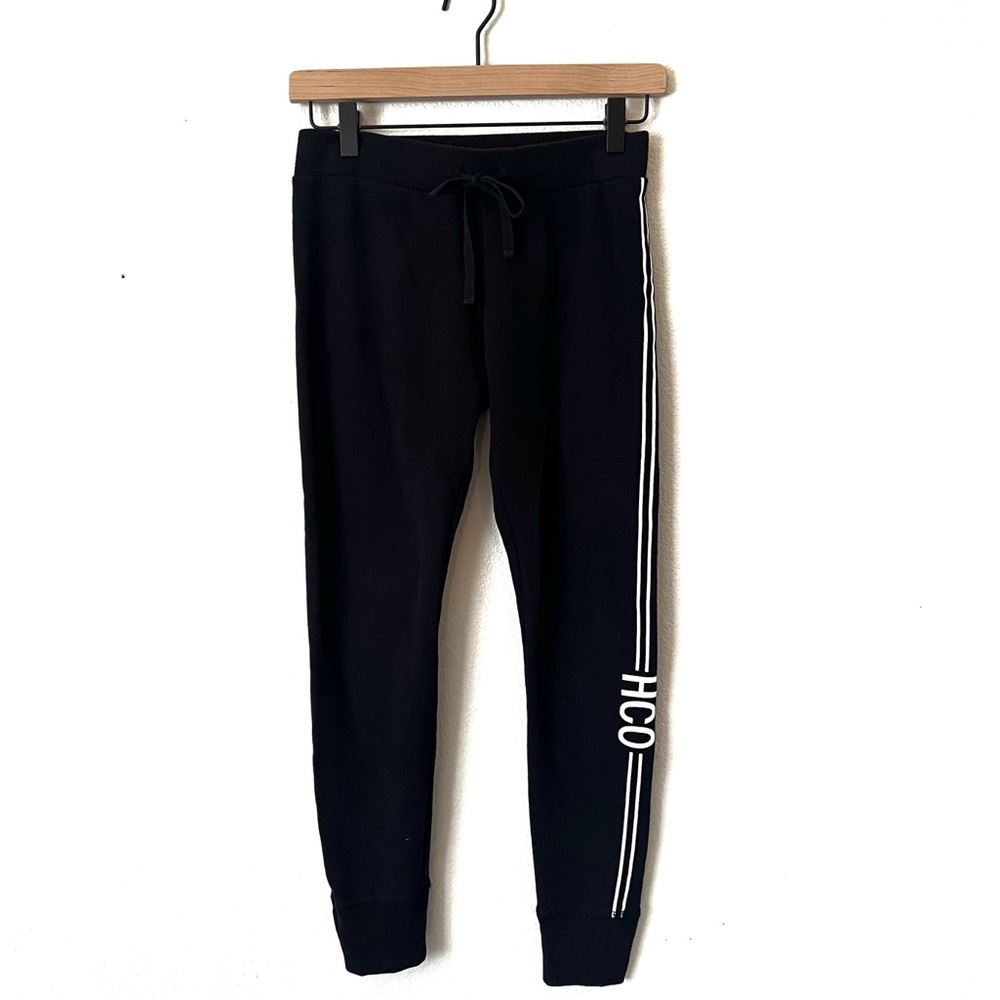 HOLLISTER HCO black joggers loungers white logo stripes sweatpants EUC Small